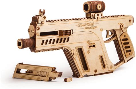 Wood Trick Assault Rifle Gun Wooden Model Toy Gun Guns For Kids 3d
