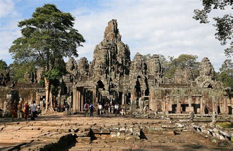 Panorama Of The Bayon Temple Angkor Thom Angkor Cambodia