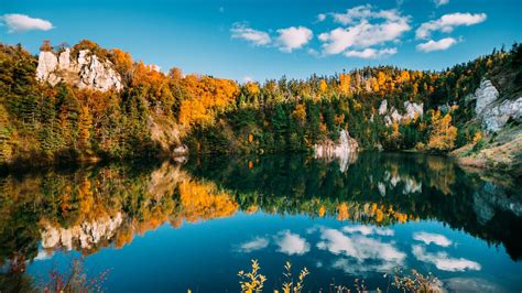 Download Wallpaper 1920x1080 Autumn Lake Trees Water Reflection Full Hd Hdtv Fhd 1080p Hd