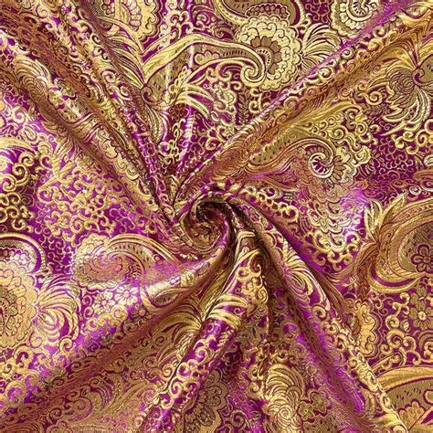 Metallic Paisley Gold Brocade Fabric 60 By Yard In Red Yellow White