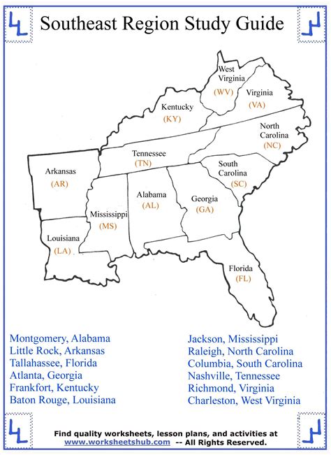 Southeast States And Capitals Map Weavingaweb