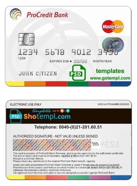 Romania Procredit Bank Mastercard Credit Card Template In Psd Format