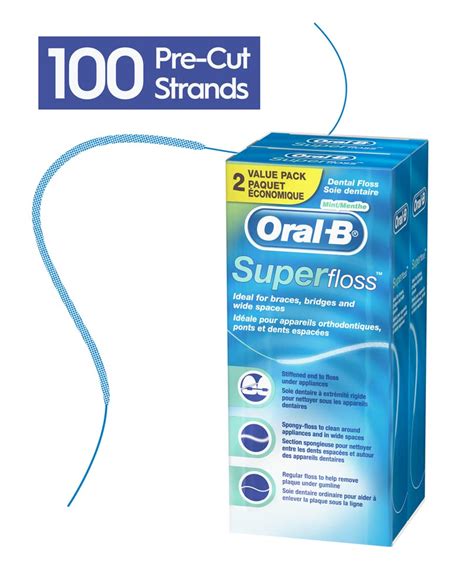 Buy Oral B Dental Floss For Braces Super Floss Pre Cut Strands Mint