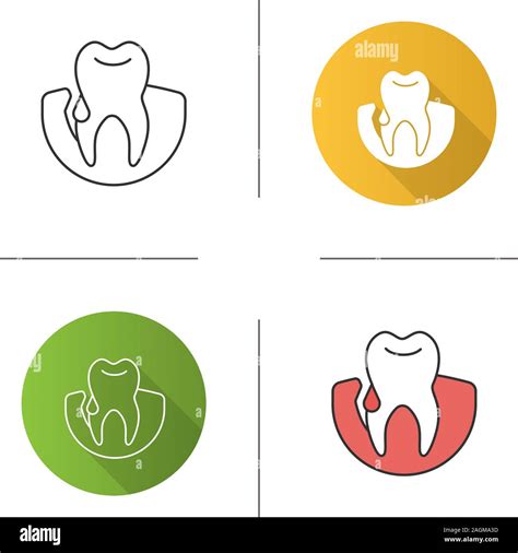 Gum Bleeding Icon Gingivitis Flat Design Linear And Color Styles
