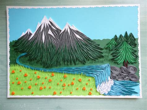 Quilling Landscape Mountain River Crafty Papercrafts Pinterest