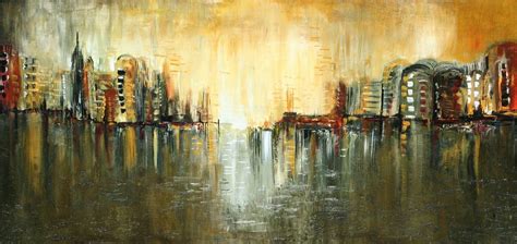 Abstract Cityscape Painting Modern Art Textured By Laurenmarems