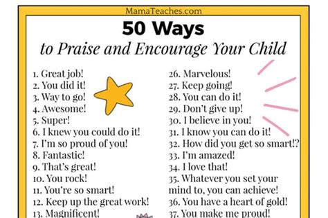 50 Ways To Praise And Encourage Your Child Mama Teaches