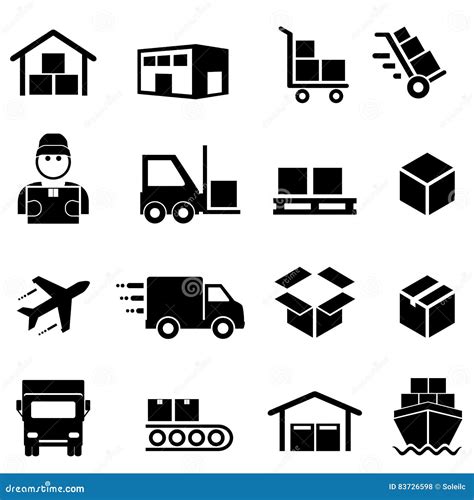 Shipping Distribution Cargo And Logistics Icons Stock Vector