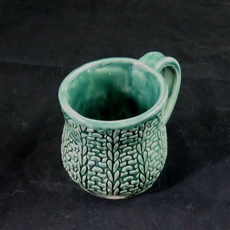 Unique Pottery Mughandbuilt Ceramic Muggreen Ceramic Mugready To Shipfunky Mugunusual Mug