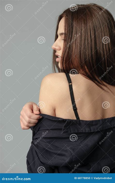 Woman Posing With Naked Shoulder Stock Photo Image Of Person People