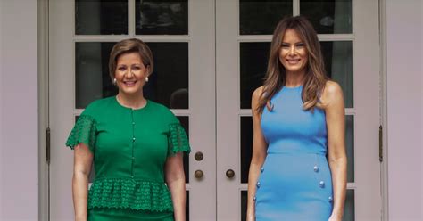 Melania Trump Blue Michael Kors Dress Popsugar Fashion