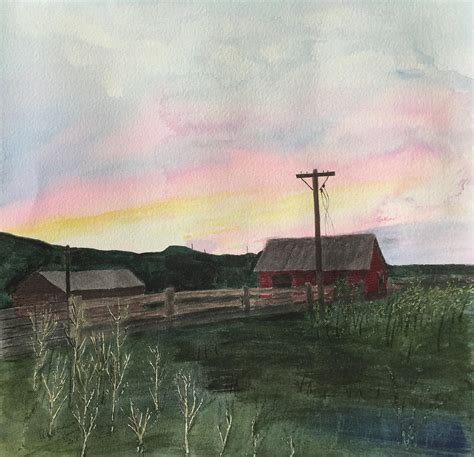 Sunset At The Ranch Painting By Bonnie Young Fine Art America