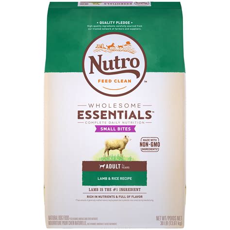 No corn, no wheat, no soy ideal for pets that may have sensitivities to corn, wheat or soy. NUTRO WHOLESOME ESSENTIALS Small Bites Pasture-Fed Lamb ...