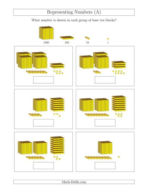 Representing Numbers Using Base Ten Blocks Worksheet