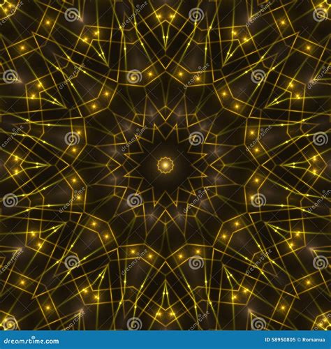 Gold Kaleidoscope Light Dark Abstract Background Stock Illustration