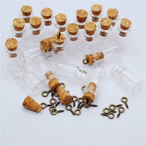 Healthcom 50pcs 0 5ml Vials Clear Glass Bottles Mini Tiny Jars Bottles With Corks Miniature