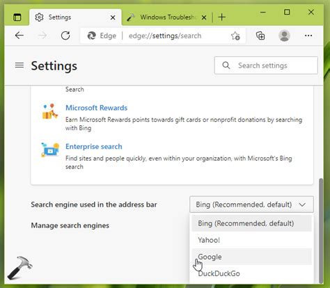 Change Search Engine In Microsoft Edge Chromium
