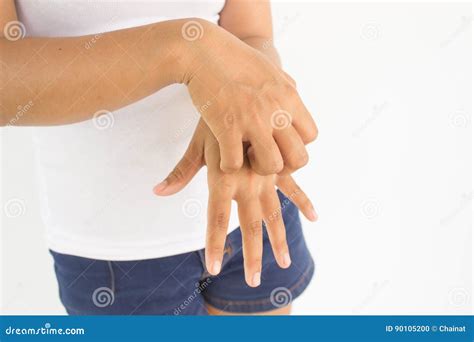 Woman Scratch Her Hand From The Itch Stock Photo Image Of Painful