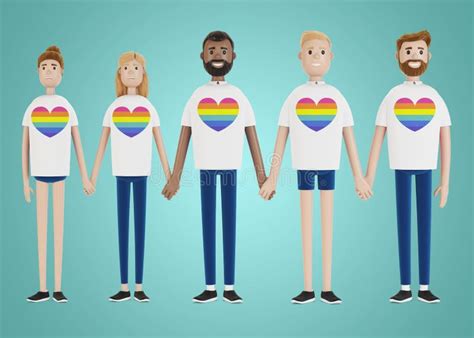 Happy People Of Different Nationalities Holding Hands Lgbt Community Stock Illustration