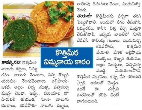 Healthy Food Recipes Kothimeera Chutney Recipe In Telugu