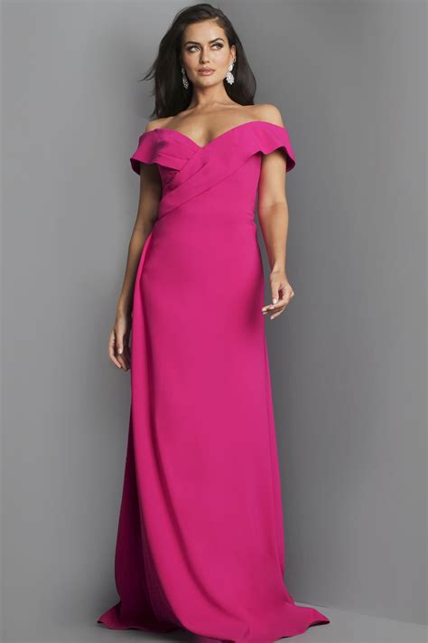 Jovani Dress 06746 Fuchsia Off The Shoulder Gown