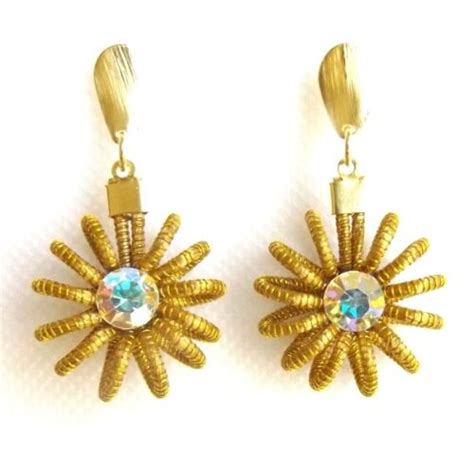 Small Star Crystal Gems Earrings Golden Grass Capim Vegetable Gold Clusters Ebay