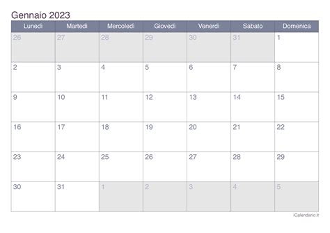 Calendario Gennaio 2023 Da Stampare Icalendarioit