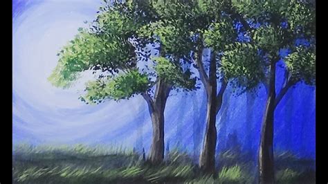 Acrylic Painting Edge Of The Forest Youtube