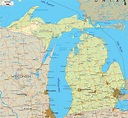 Physical Map of Michigan - Ezilon Maps