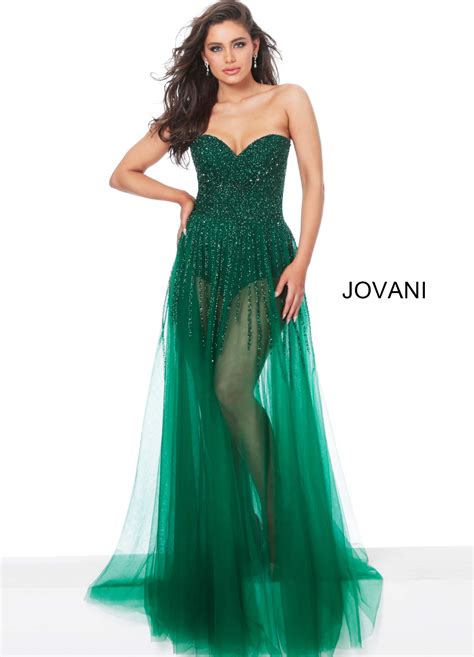 Jovani Dress 02816 Dark Green Beaded Sexy Dress
