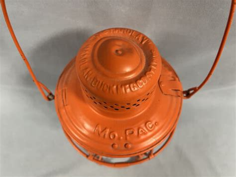 antique railroad orange with clear globe lantern mopac handlan st louis inc ebay