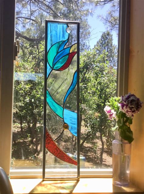 Tulip Stained Glass Window Long And Narrow Panel Etsy