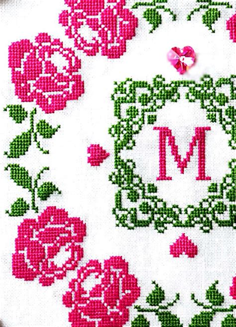 Sew French Rose Monogram Cross Stitch Pattern
