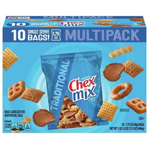 Chex Mix Traditional Savory Snack Mix 17 5 Oz Bag 10 Ct 17 5 Oz Shipt