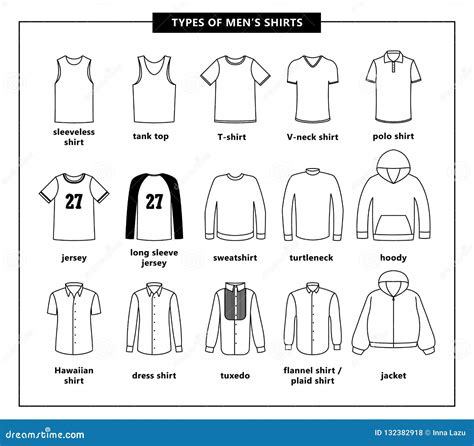 Types Of Men S Shirts Stock Vector Illustration Of Model 132382918