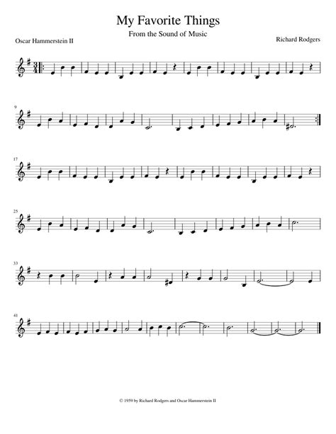My Favorite Things Violin Sheet Music For Piano Solo Easy