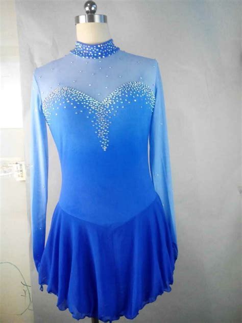 Blue Ice Skating Dress For Competition Women Custom Figure Skating