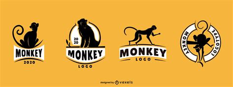 Monkey Logo Design Set Vector Download gambar png