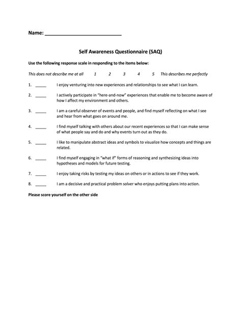 Self Awareness Questionnaire Complete With Ease Airslate Signnow