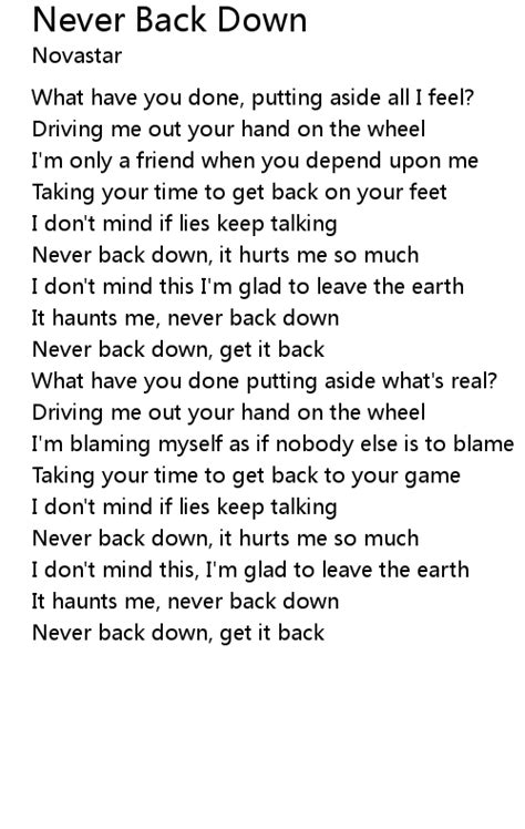 Never Back Down Lyrics Follow Lyrics