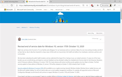 Microsoft Extends Windows 10 Version 1709 Support Because Of Coronavirus