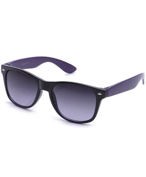 Vintage Wayfarer Style Retro Two Tone Framed Ocean Matching Color Lens Sunglasses Purple