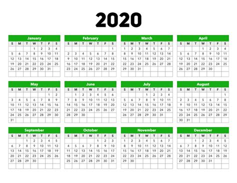 Calendar 2020 Calendar Options
