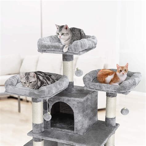Play Towers And Trees Feandrea Cat Tree Large Cat Tower 172 Cm Light Grey