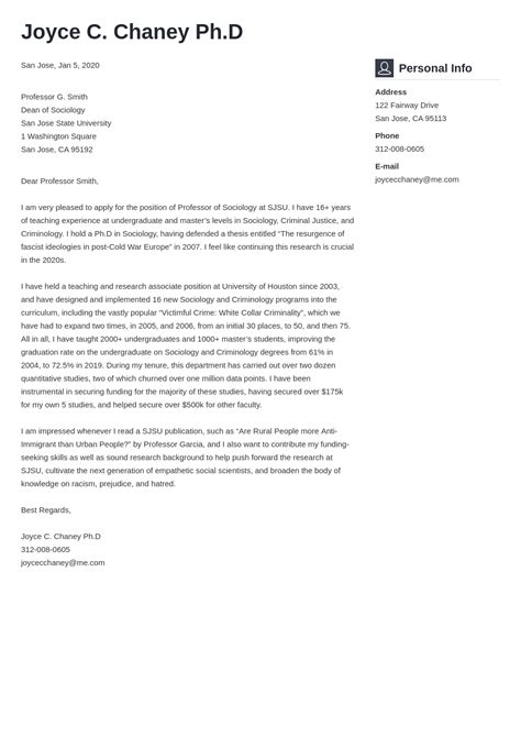 Academic Cover Letter Samples And Ready To Fill Templates