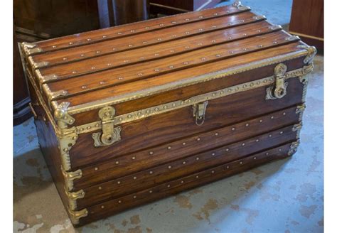 Trunk 19th Century Camphorwood And Brass Bound Brass Studded And