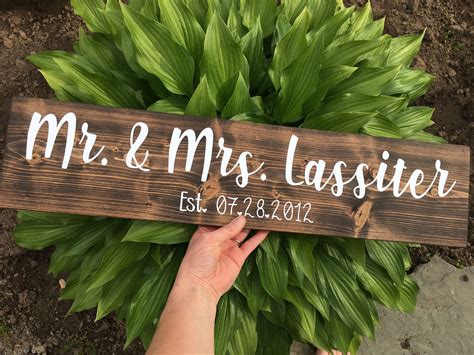 Mr And Mrs Established 55 X 24 Wooden Sign Shower Etsy Personalized