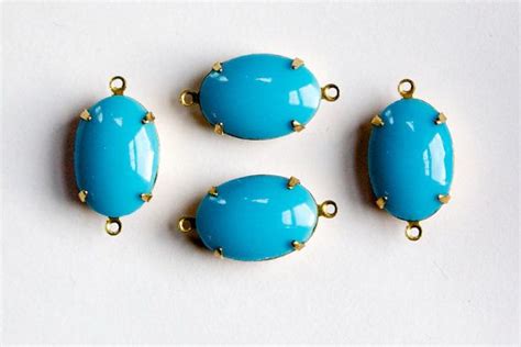Vintage Opaque Turquoise Blue Stones 2 Loop By Yummytreasures 399
