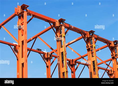 Lift Metal Steel Beams Blue Sky Angles Angular Stock Photo Alamy