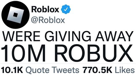 Roblox Is Giving Away 10000000 Robux Youtube